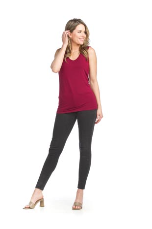 PT-14007 - Layering V Neck Bamboo Tank - Colors: Black,Burgundy,Ginger - Available Sizes:XS-XXL - Catalog Page:51 